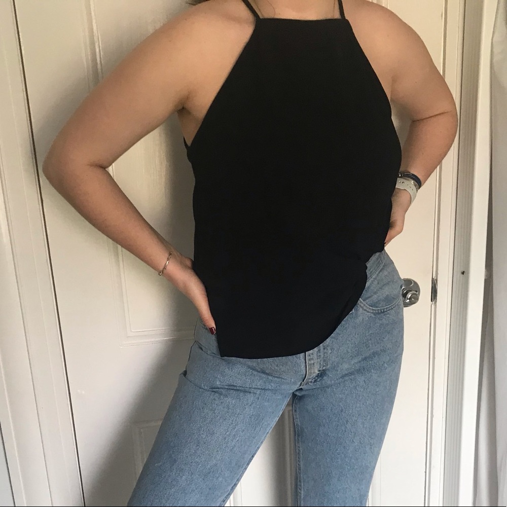Black Square Neck Top